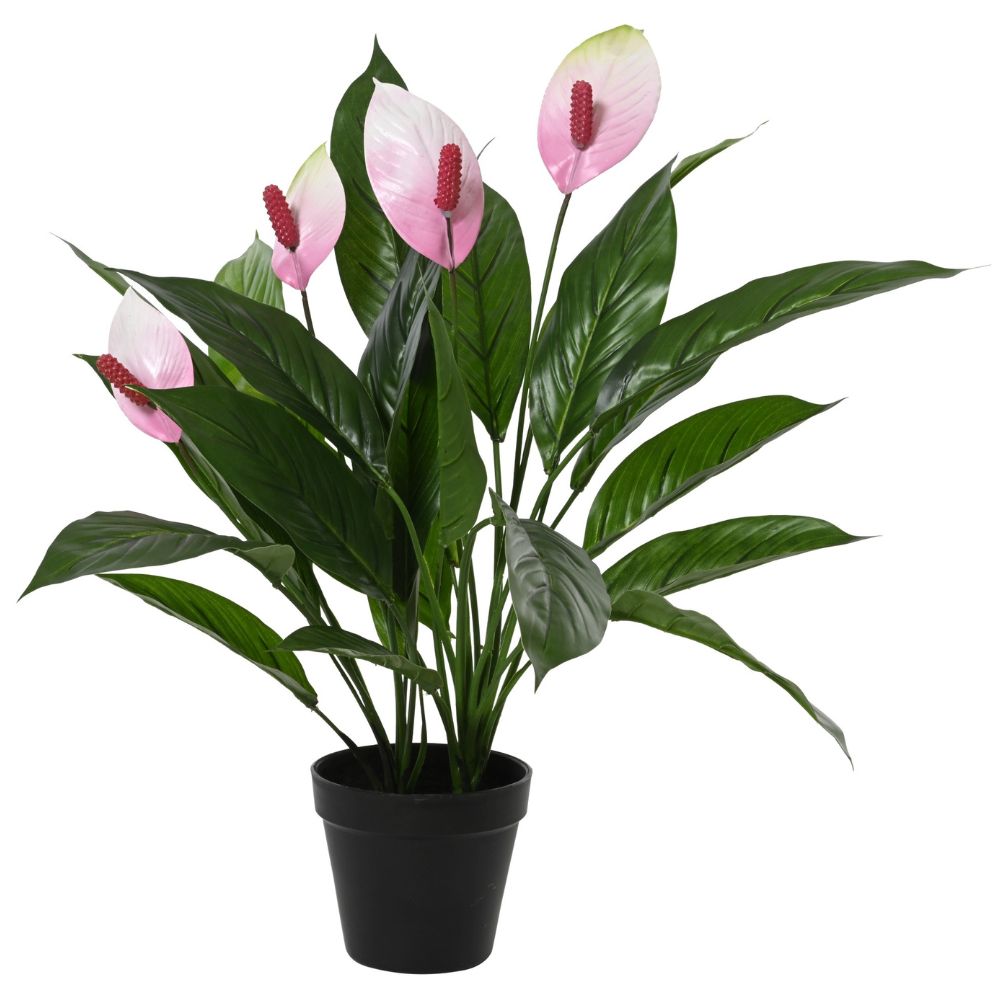 Everlands 75cm Artificial Calla Lilly In Black Plastic Pot