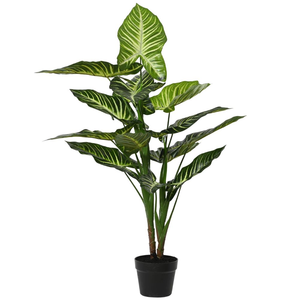 Everlands 90cm Artificial Caladium Lindenii in Black Plastic Pot