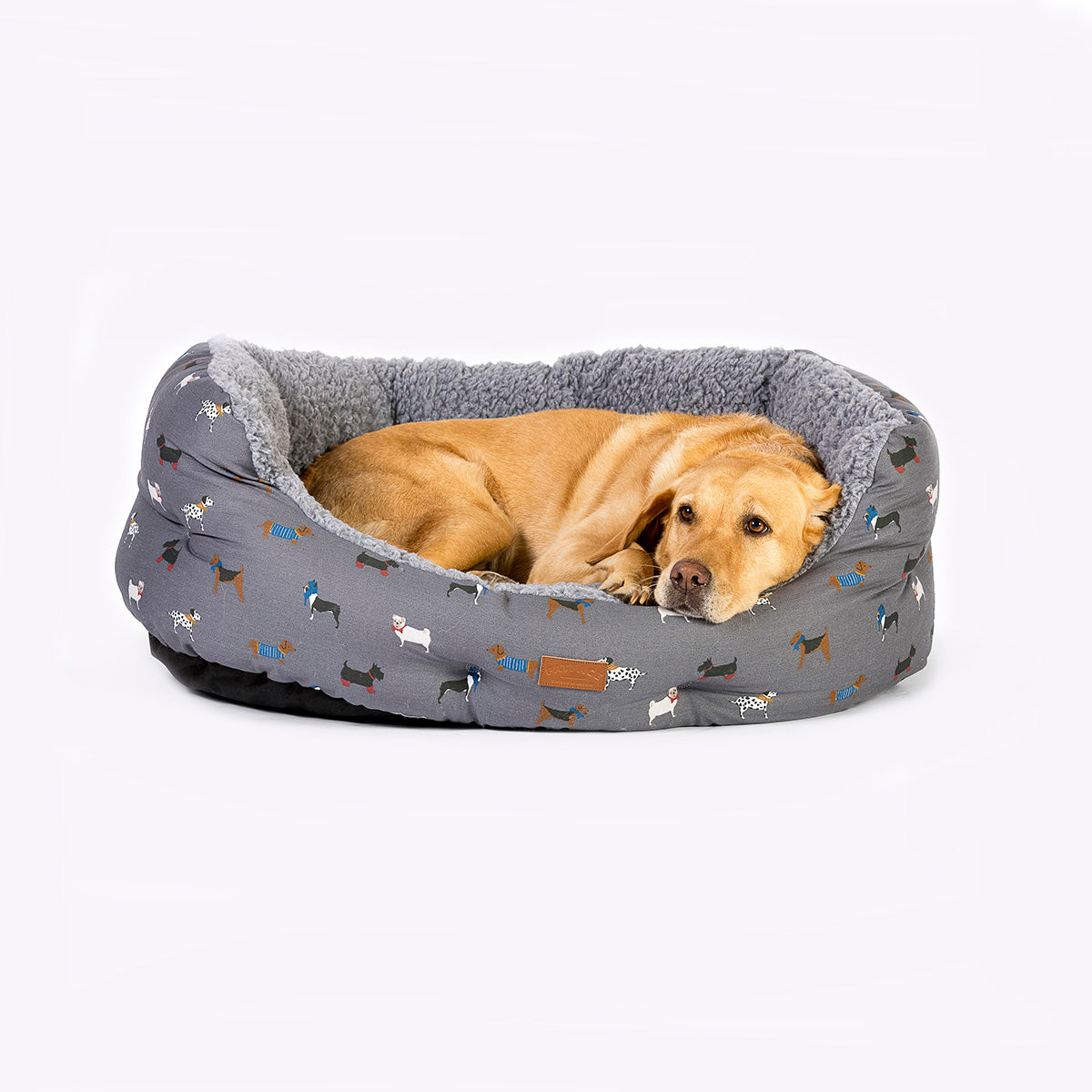 Danish Design 30inch Fatface Marching Deluxe Slumber Dogs Bed - Grey