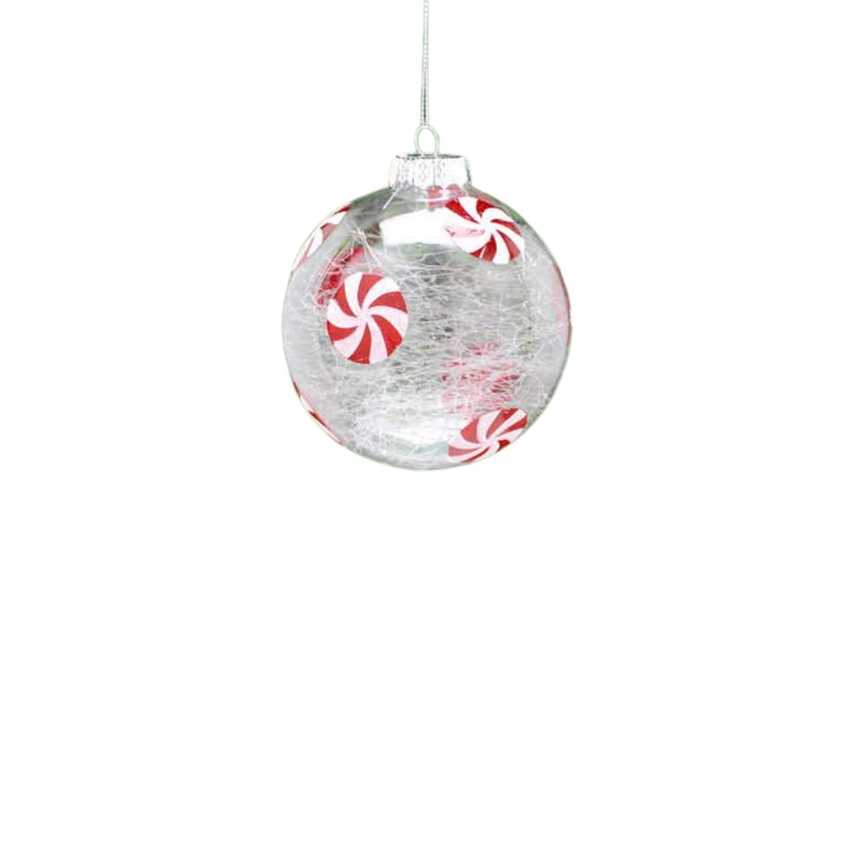 Festive 10cm Clear Crackle Effect Bauble with Sweets