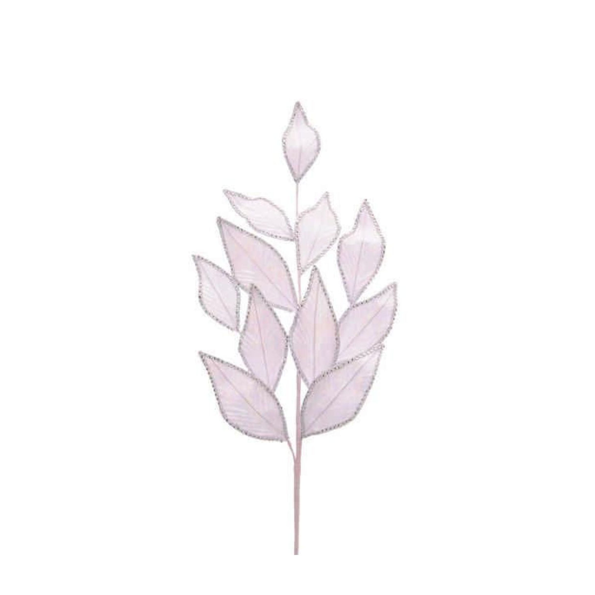 Festive 81cm Pink Silver Glitter Leaves Stem