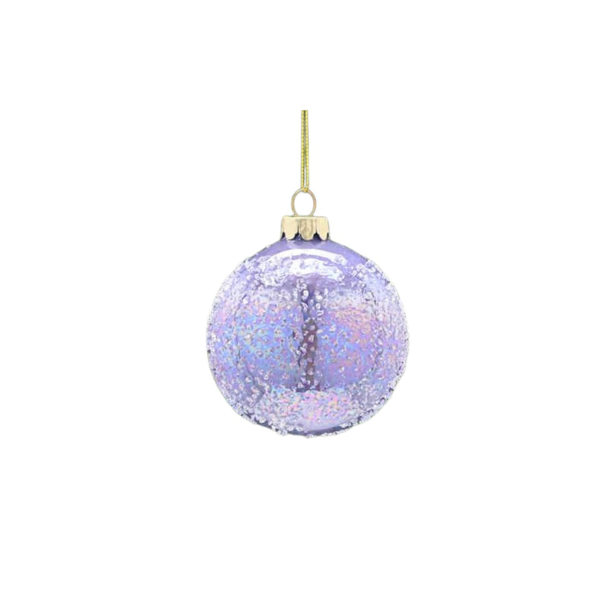 Festive 8cm Glass Lilac With Encrusted Snow Effect