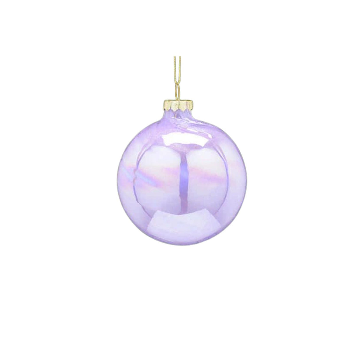 Festive 8cm Iridescent Lliac Ripple Glass Bauble