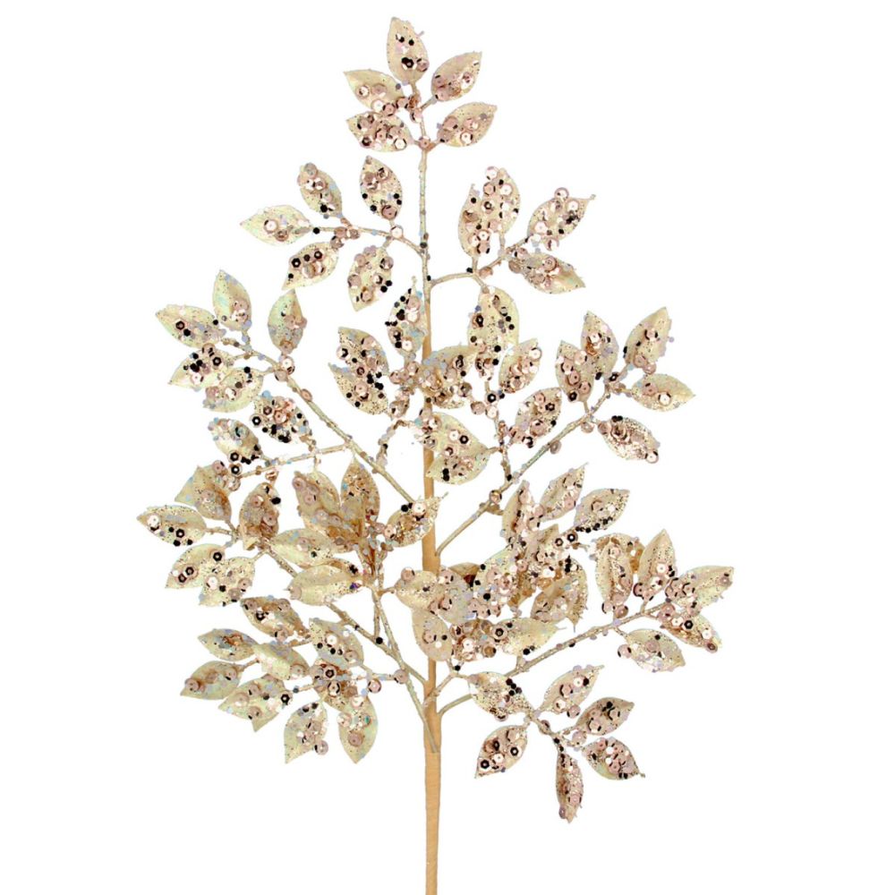 Gisela Graham 69cm Gold Glitter Two-Tone Artificial Leaf Spray