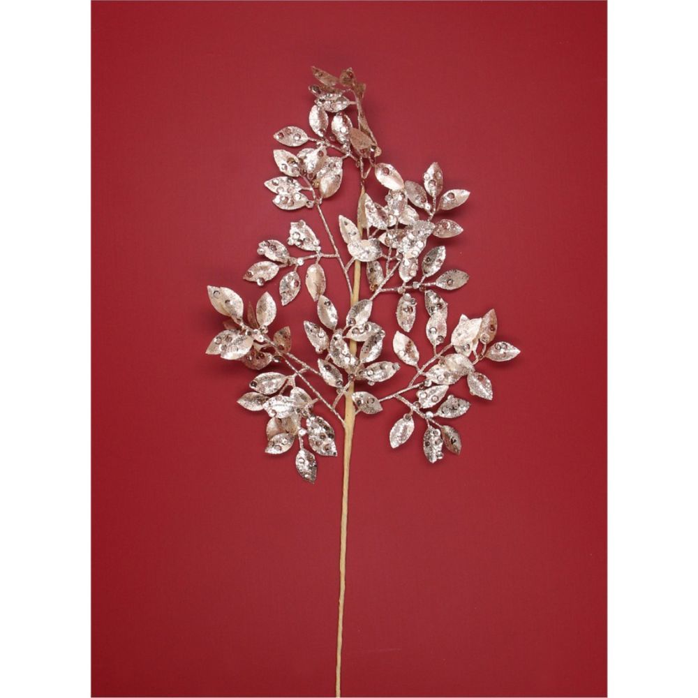 Gisela Graham 69cm Gold Glitter Two-Tone Artificial Leaf Spray
