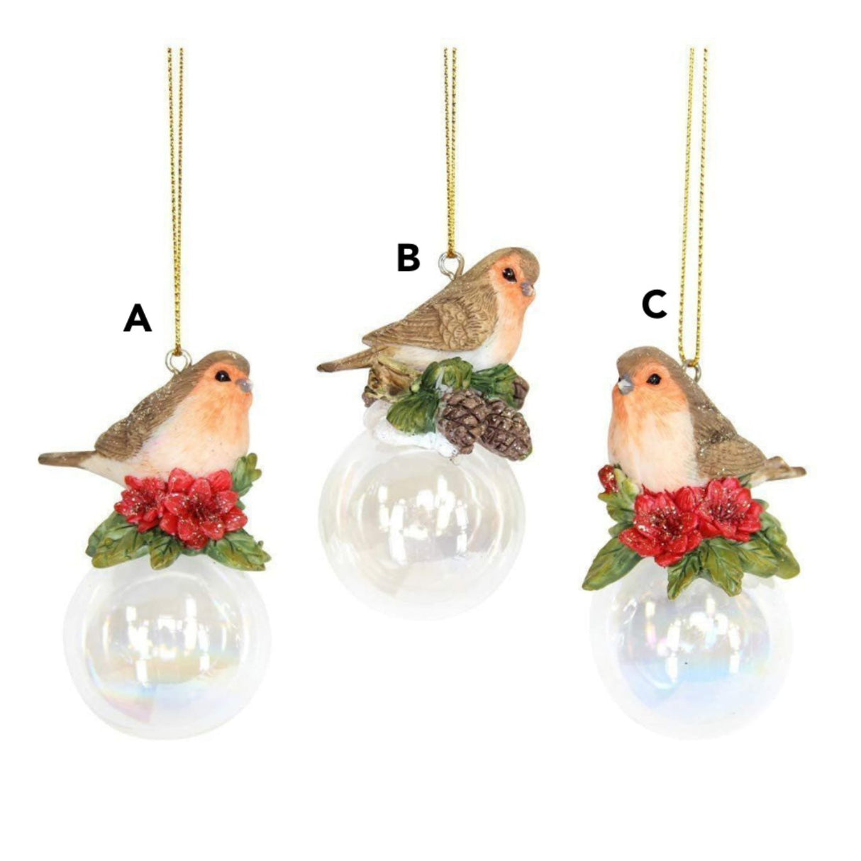 Gisela Graham 7cm Resin Robin on Bauble (Choice of 3)