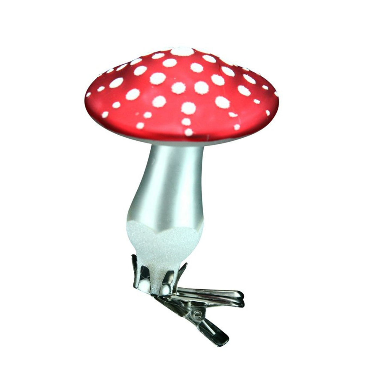 Gisela Graham 7cm Glass Toadstool On Clip Decoration - Red/White