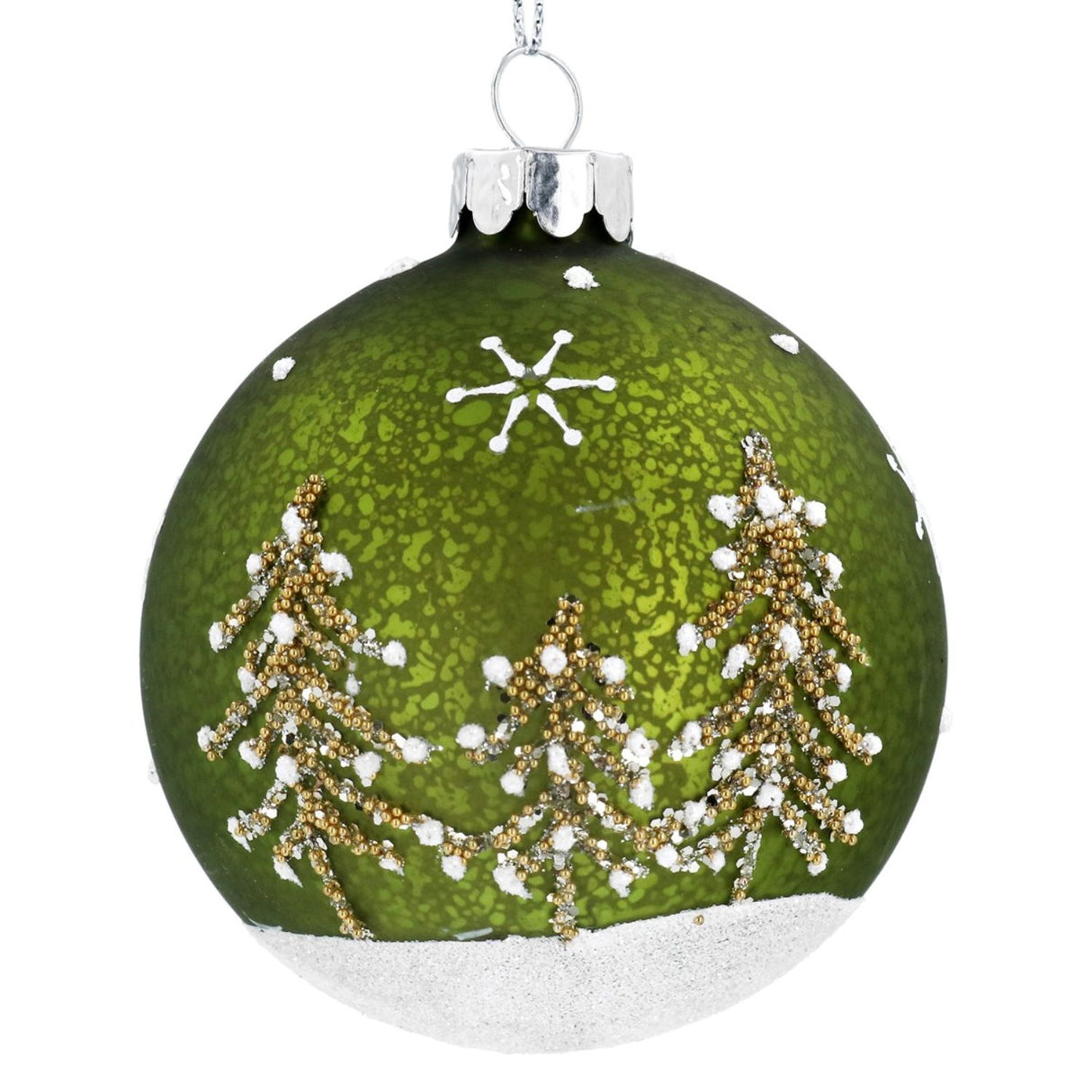 Gisela Graham Green/White Sparkling Tree Bauble