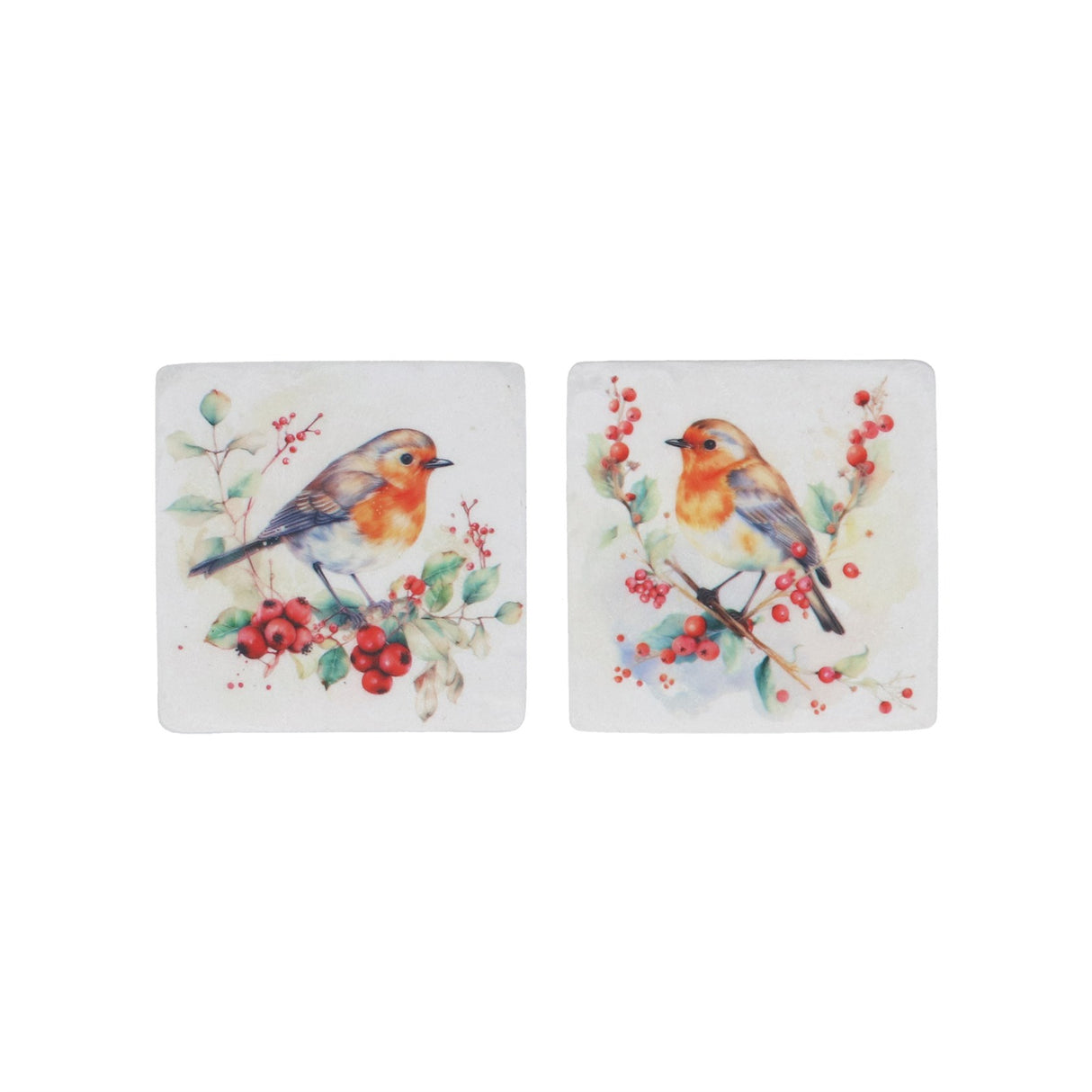 Gisela Graham Robin with Berries Coaster (Choice of 2)
