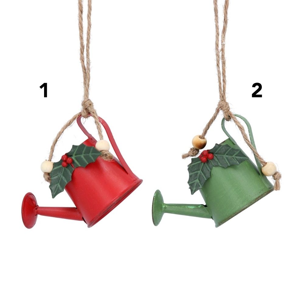 Gisela Graham 7cm Metal Watering Cans Hanging Decorations - (Choice of 2)