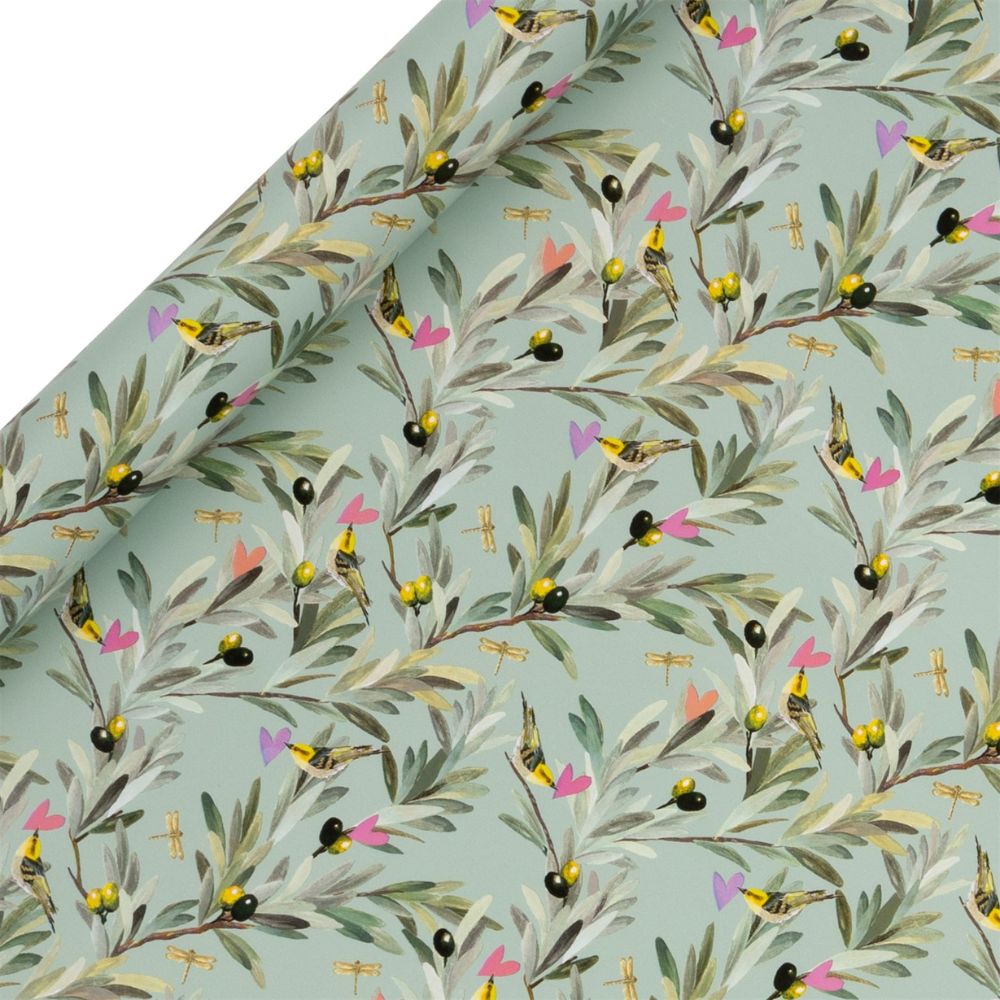 Glick 4m Olive Grove Design Wrapping Paper Roll - Green