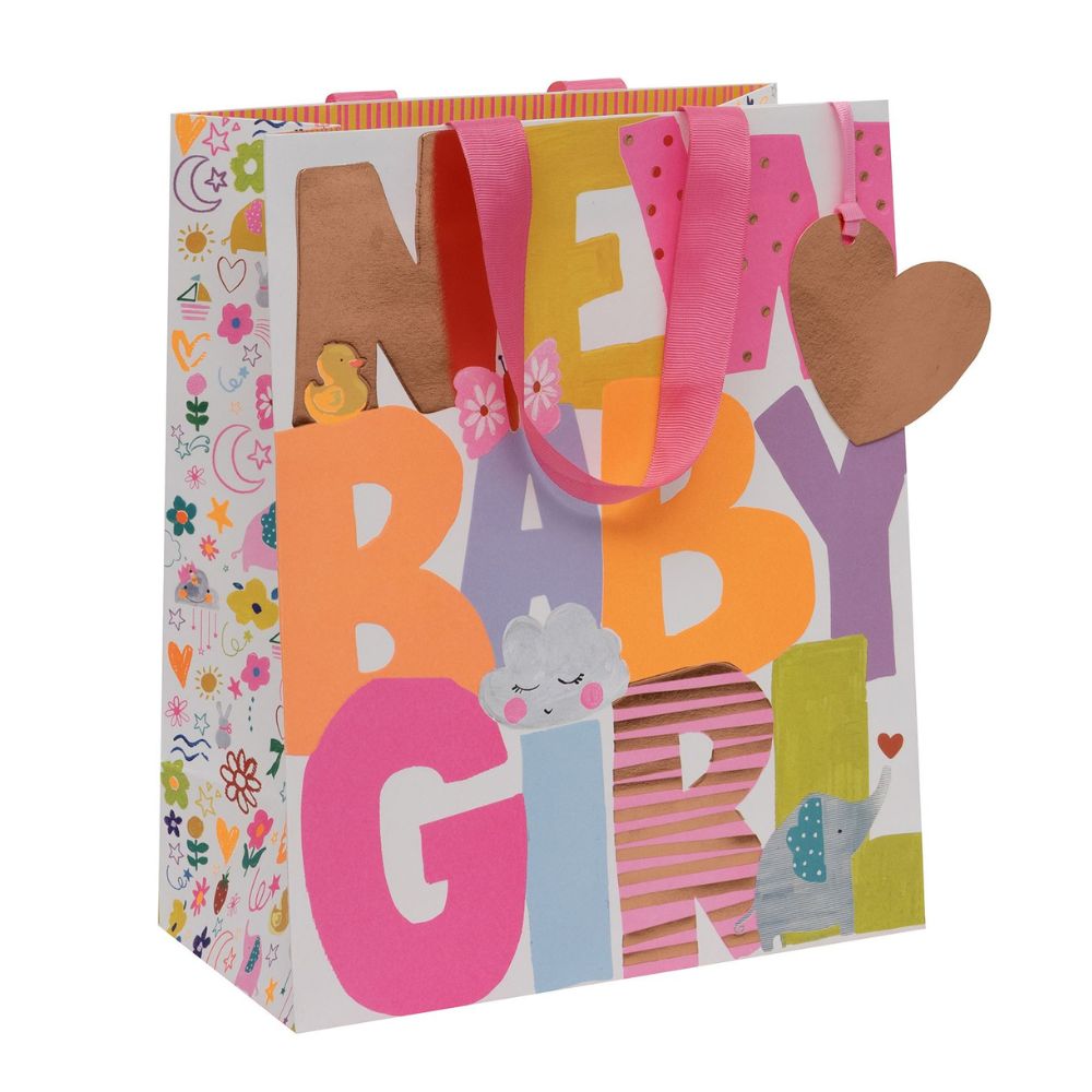 Glick 31.5cm New Baby Girl Large Gift Bag