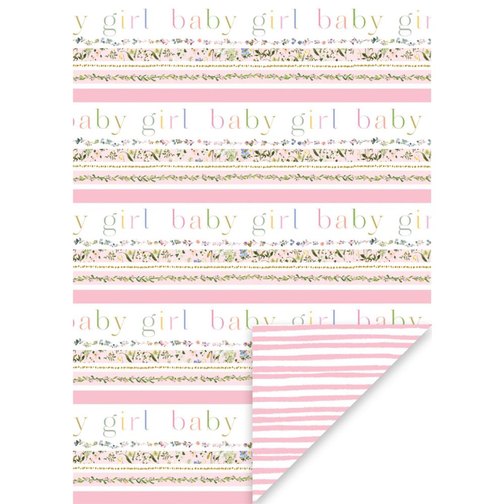 Glick 50cm x 70cm Baby Girl Bloom Wrapping Paper Sheet