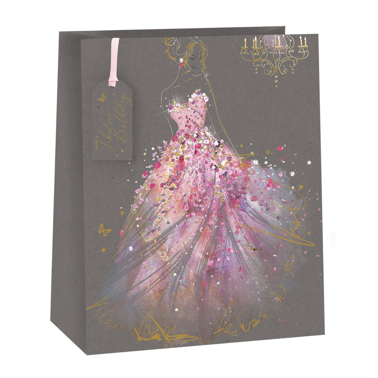 Glick Beautiful Lady Design Medium Gift Bag - Grey