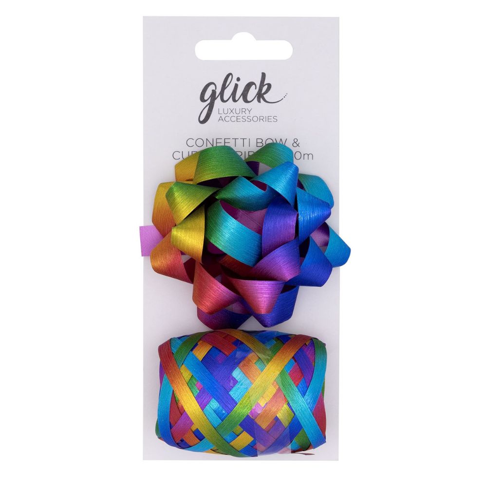 Glick Confetti Bow & Curling Ribbon Gift Wrap - Rainbow