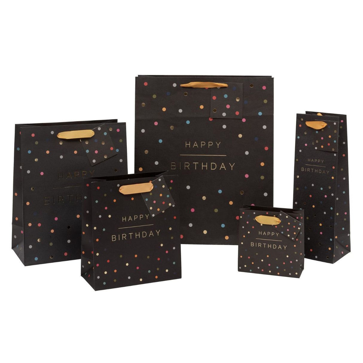 Glick Happy Birthday Spots Large Gift Bag - Charcoal