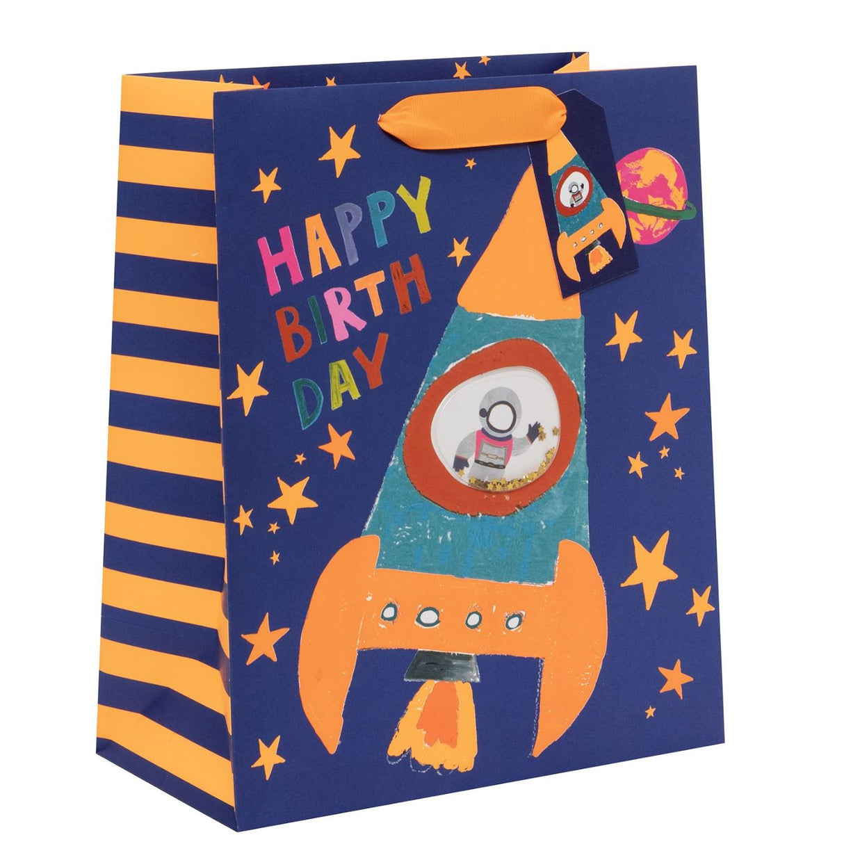 Glick Rocket Happy Birthday Design Large Gift Bag - Navy
