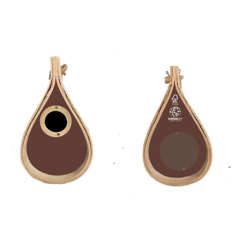 Greenkey 22cm Brown Teardrop Bird Box