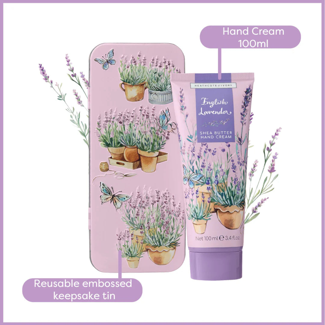Heathcote & Ivory 100ml English Lavender Hand Cream in Tin - FG6736