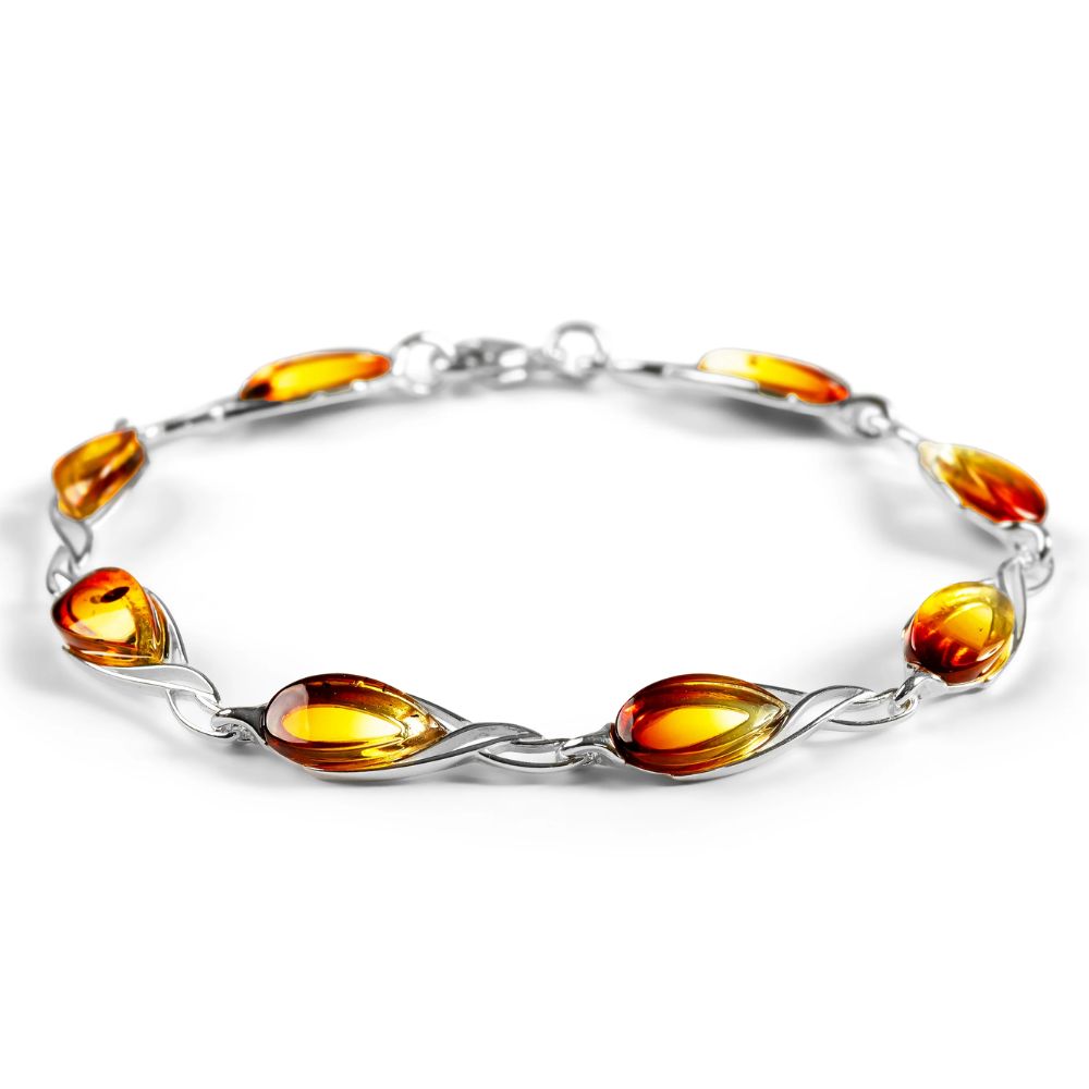 Henryka Silver & Sunset Amber Burning Effect Bracelet