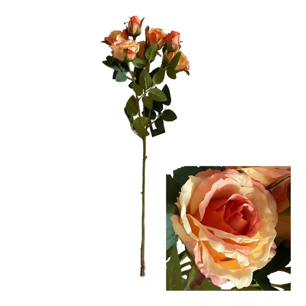 Hogewoning 48cm Artificial Spray Rose - Salmon