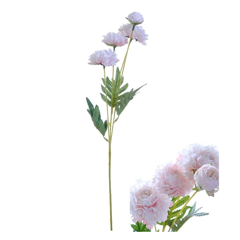 Hogewoning 61cm Artificial Zinnias Flower Stem - Light Pink