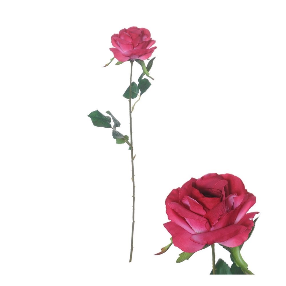 Hogewoning 62cm Artificial Rose Flower Stem - Fuchsia
