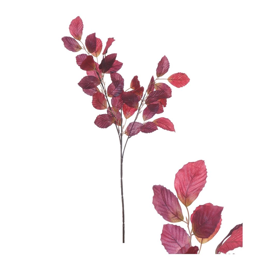 Hogewoning 82cm Artificial Beech Leaf Branch - Burgundy
