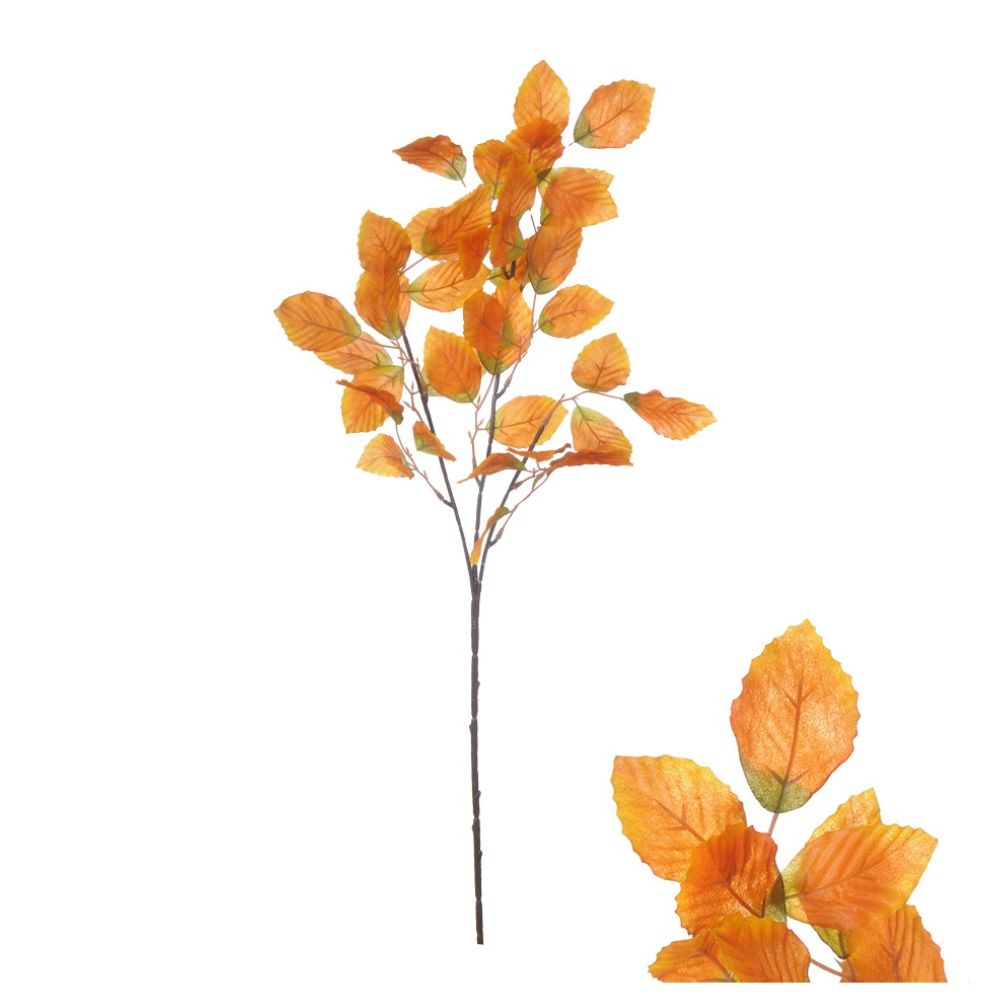 Hogewoning 82cm Artificial Beech Leaf Branch - Orange