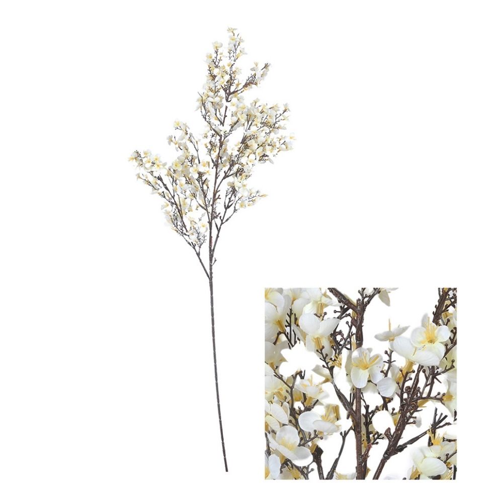 Hogewoning 96cm Artificial Amygdalus Flower Stem - Ivory