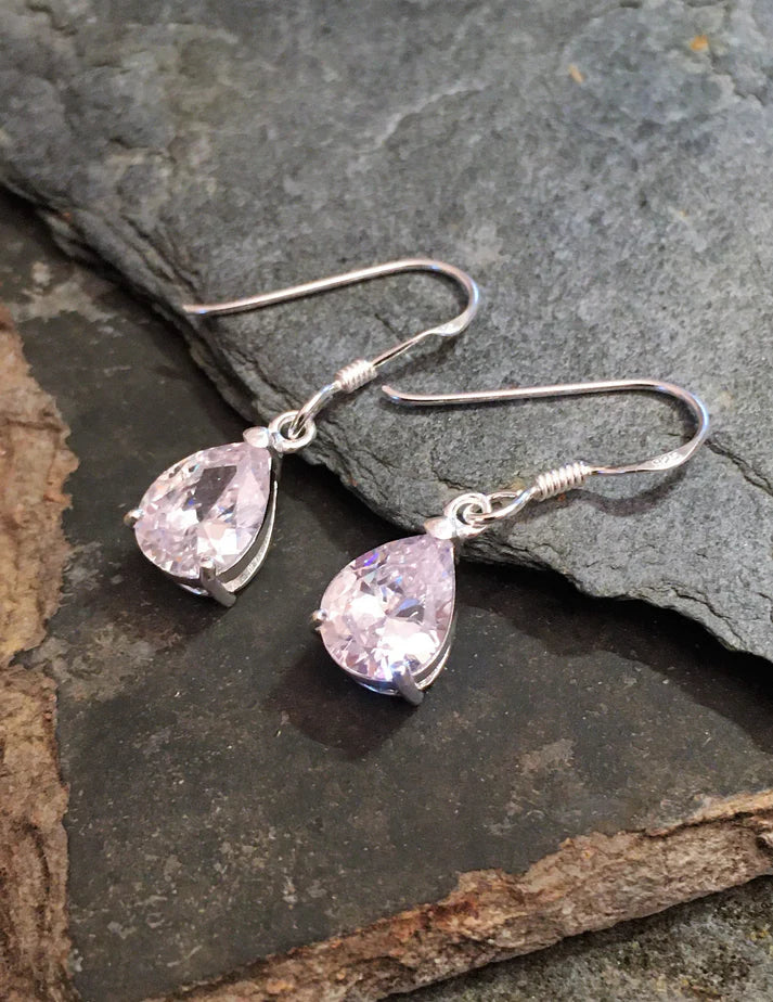 Blue Lily 9mm Clear Crystal Tear Drop Earrings - SE307B