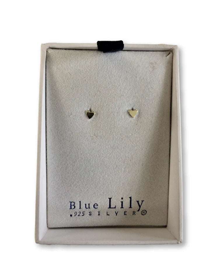 Blue Lily 3.5mm Silver Tiny Polished Heart Stud Earrings - S568B