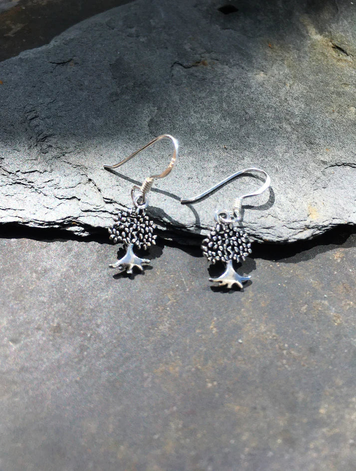 Blue Lily 12mm Silver Tree of Life Drop Earrings - E509B