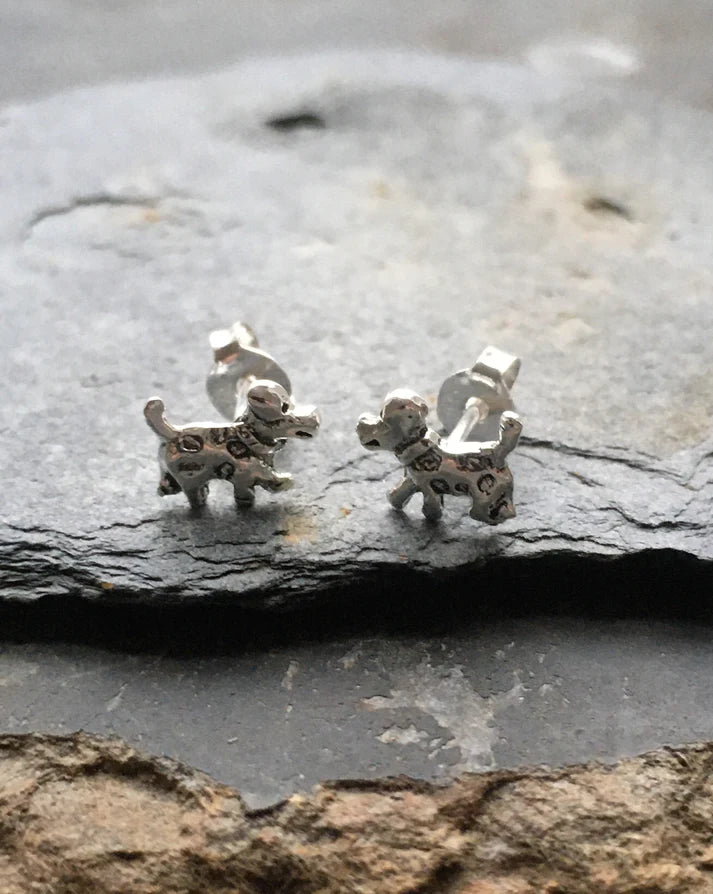 Blue Lily Silver Scottie Dog Stud Earrings - S200B