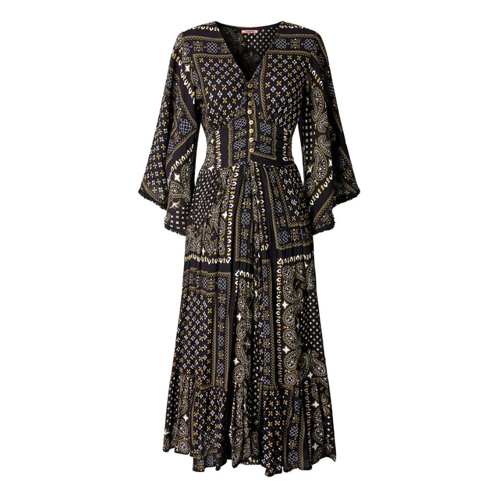 Joe Browns Seline Scarf Print Crinkle Dress - Black