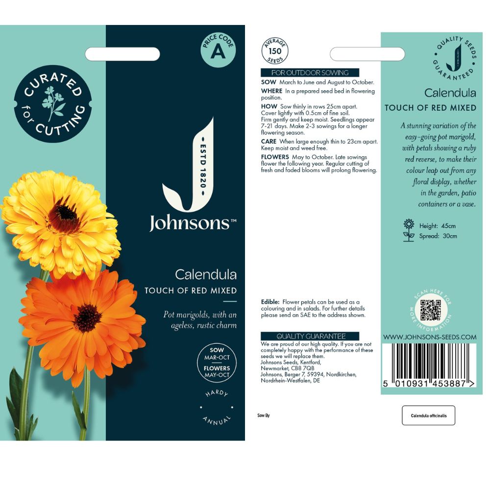 Johnsons Calendula Touch of Red Mixed Seeds