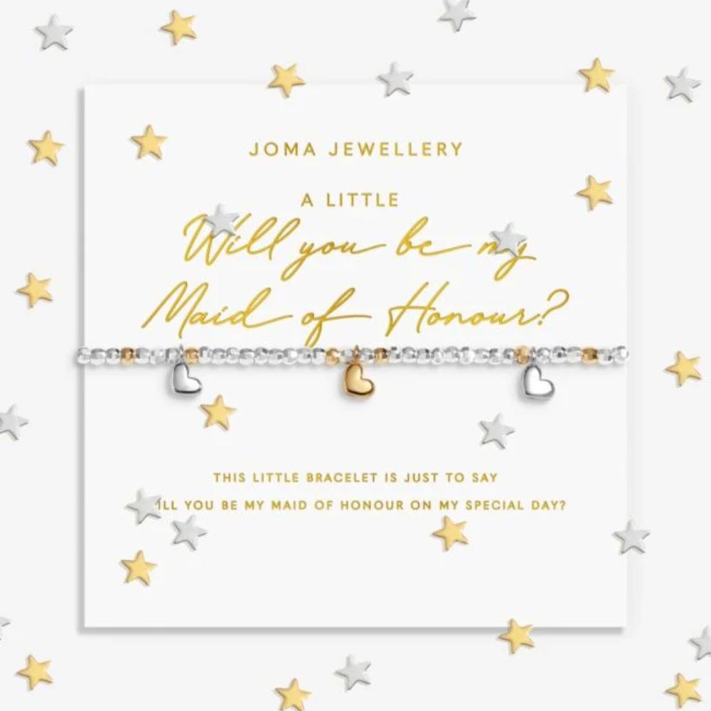 Joma Jewllery Sparkle Confetti A Little 'Will You Be My Maid Of Honour' Bracelet - Silver & Gold Plated