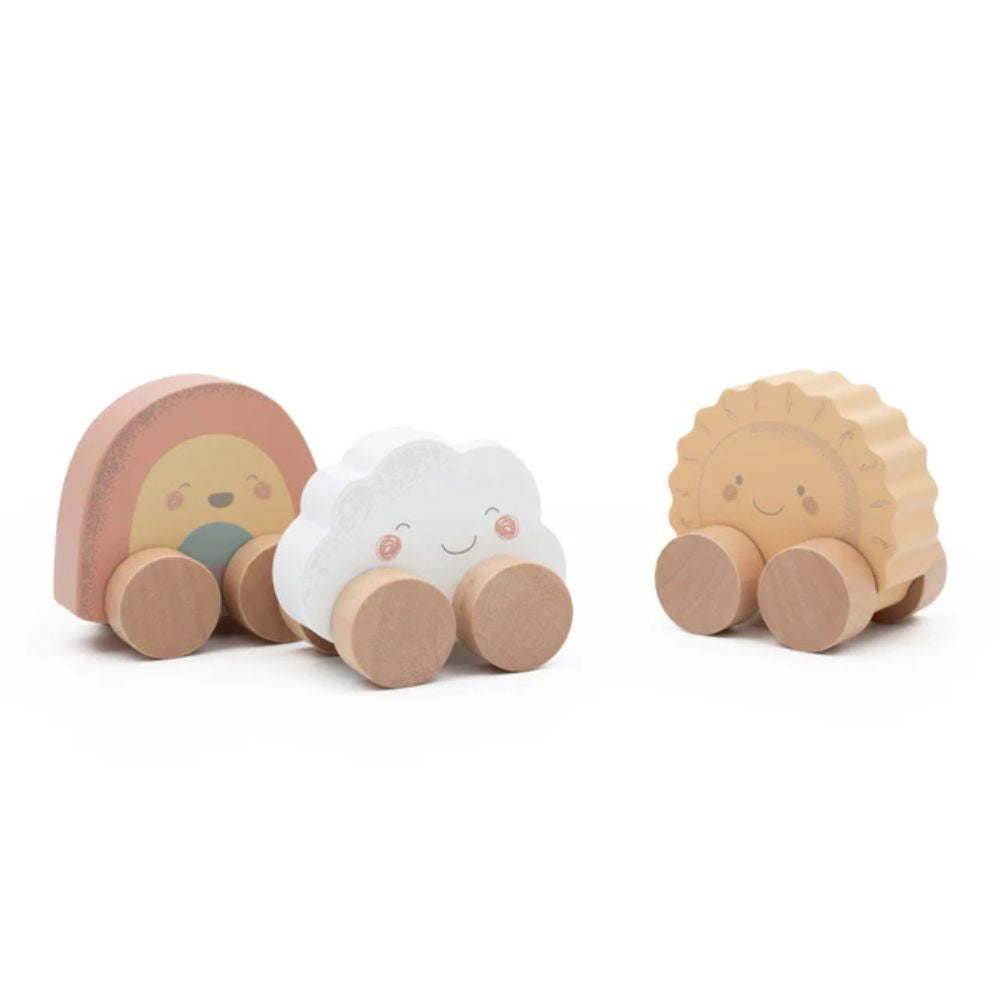Jumini Wooden Mini Push Along Toys - Rainbow/Cloud/Sun