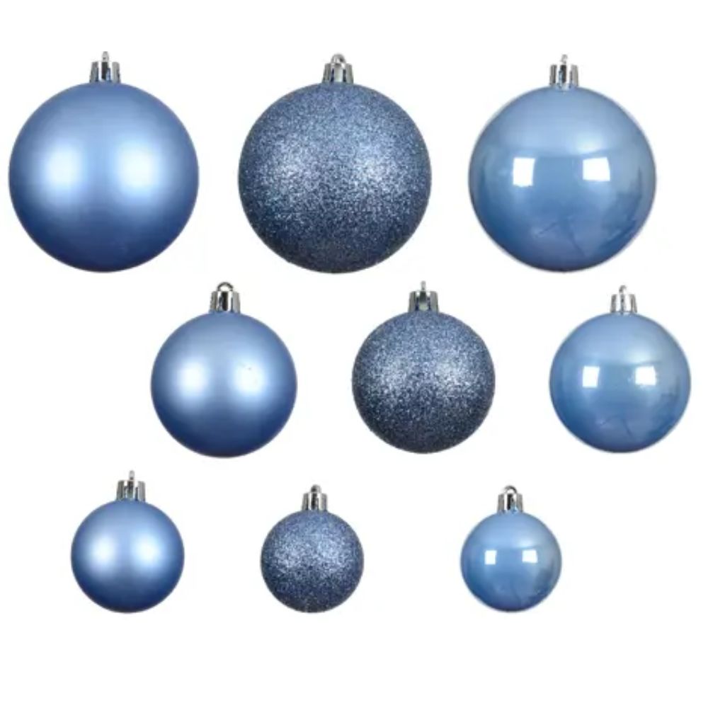Decoris 6cm Assorted Blue Polystyrene Shiny/Matte/Glitter Mix Buable Pack