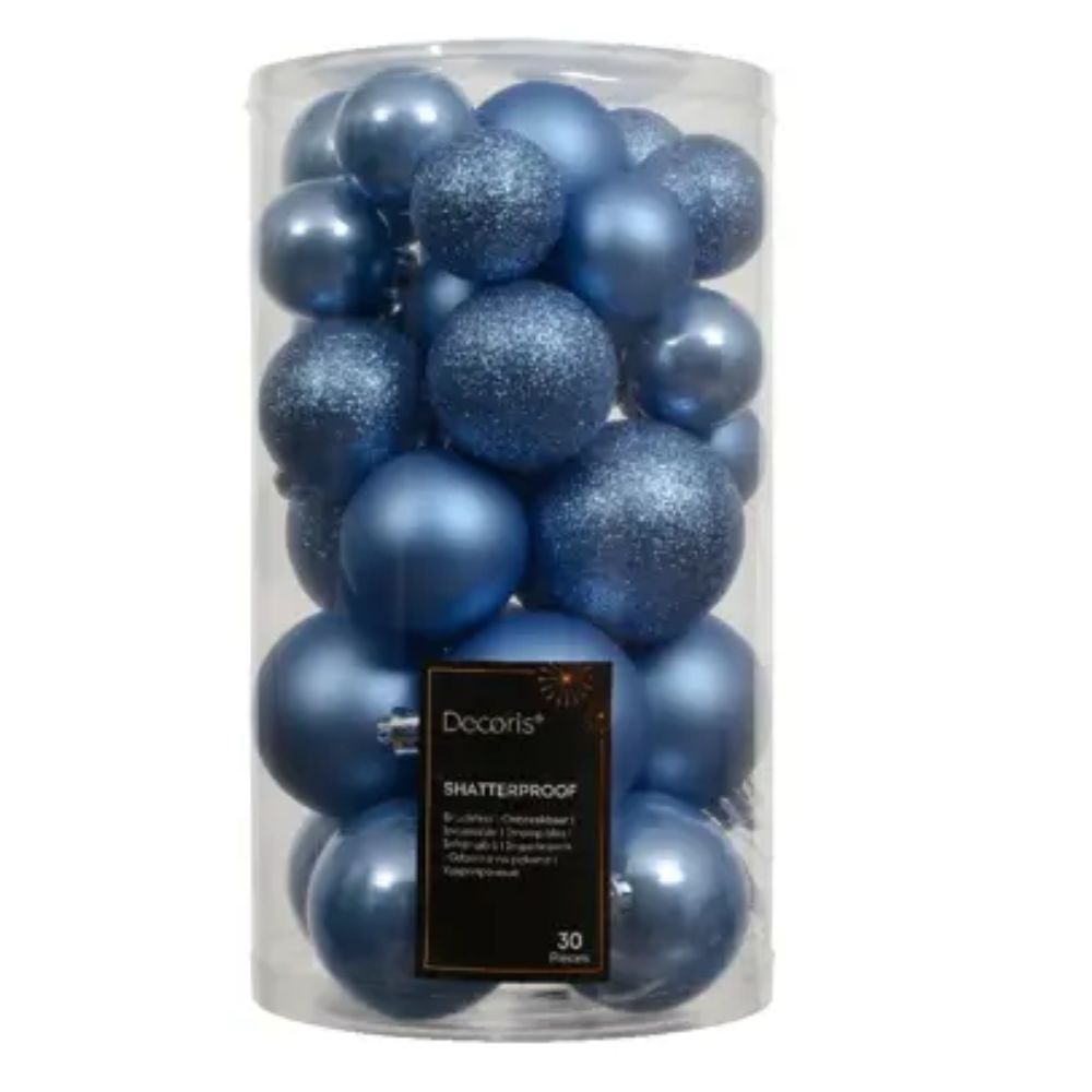 Decoris 6cm Assorted Blue Polystyrene Shiny/Matte/Glitter Mix Buable Pack