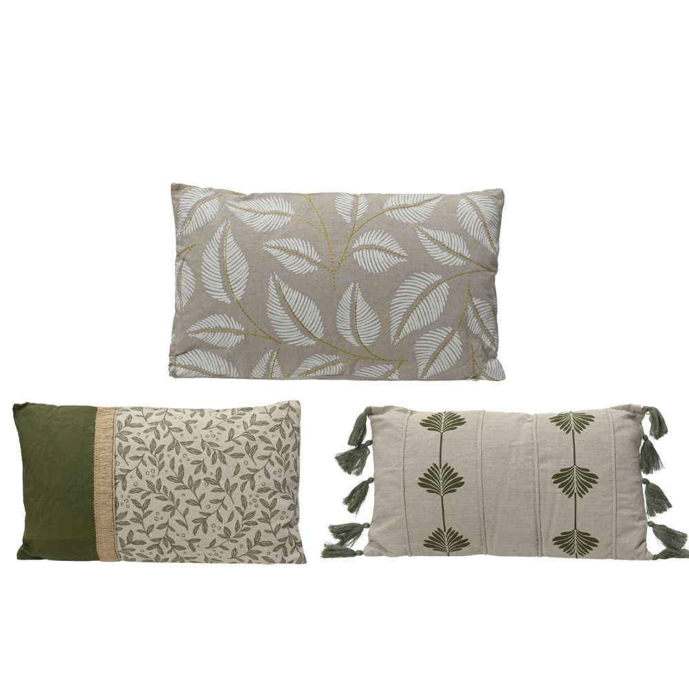 Decoris Polyester Leaf Pattern Rectangle Cushion (Choice of 3)