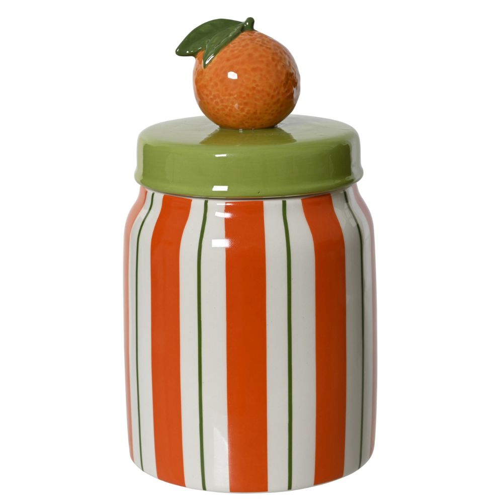 Decoris Striped Orange Dolomite Glaze Jar