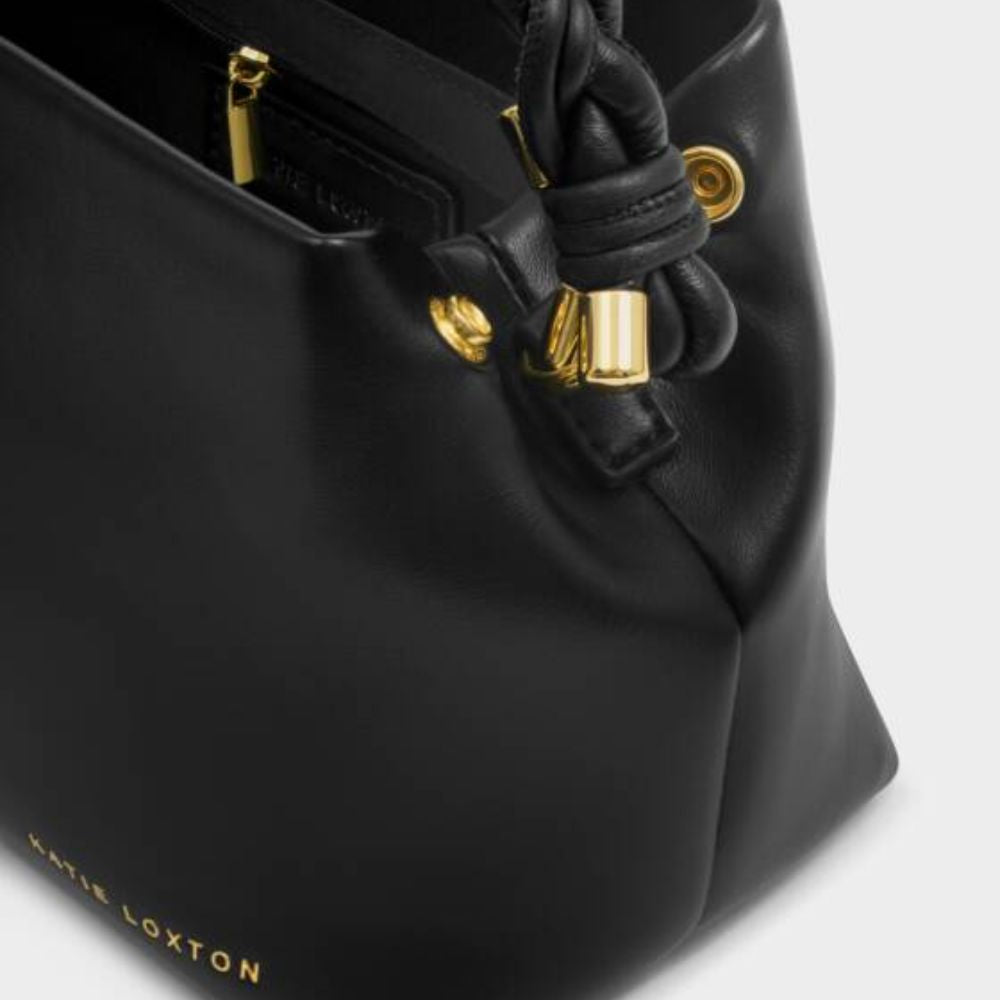 Katie Loxton Black Arden Braided Top Handle Bag