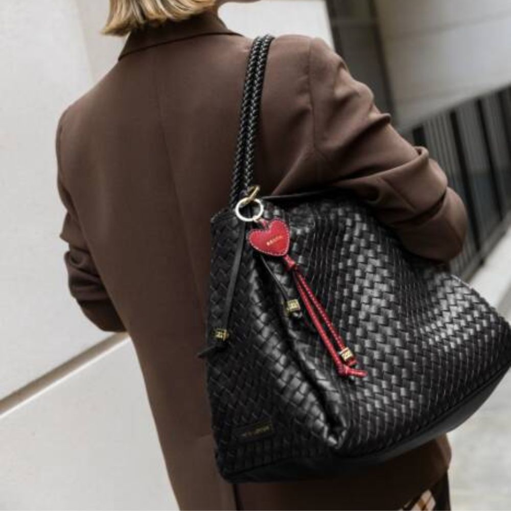 Katie Loxton Black Nova Hand Woven Large Shoulder Bag