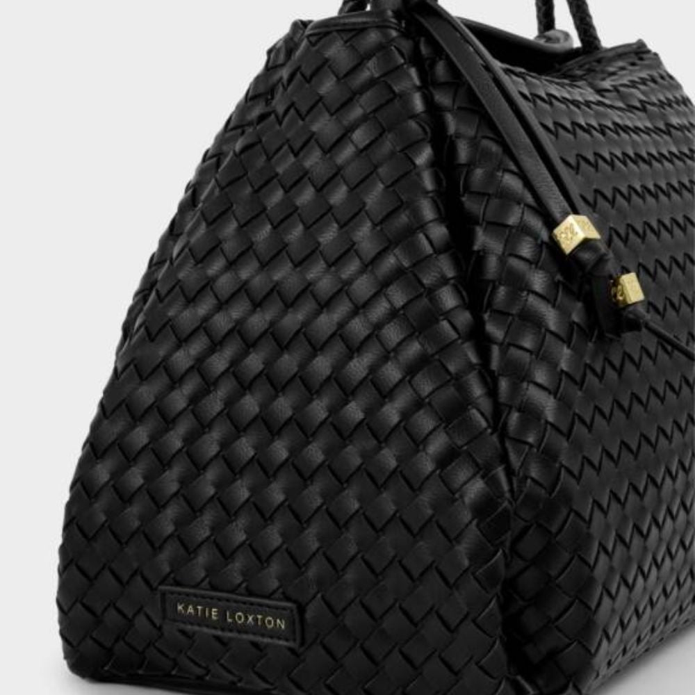 Katie Loxton Black Nova Hand Woven Large Shoulder Bag