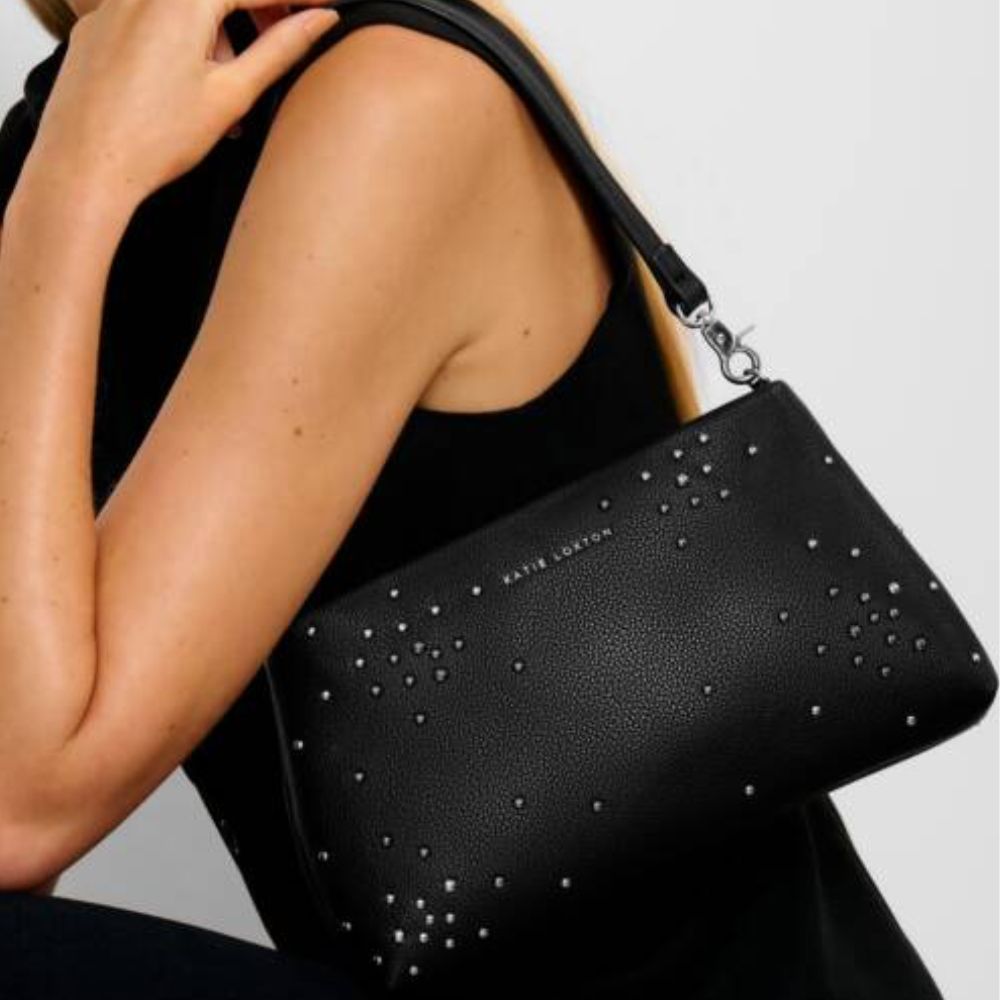 Katie Loxton Black Nova Studded Wristlet Clutch