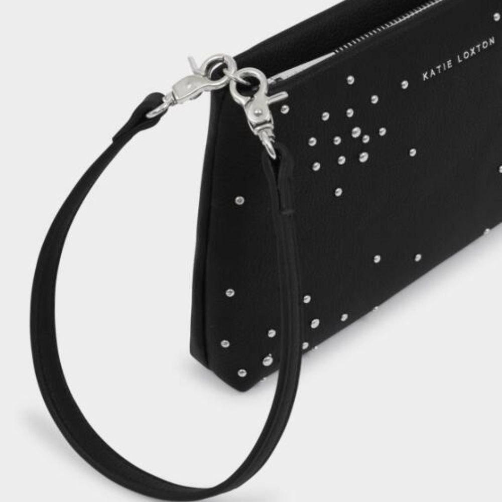 Katie Loxton Black Nova Studded Wristlet Clutch