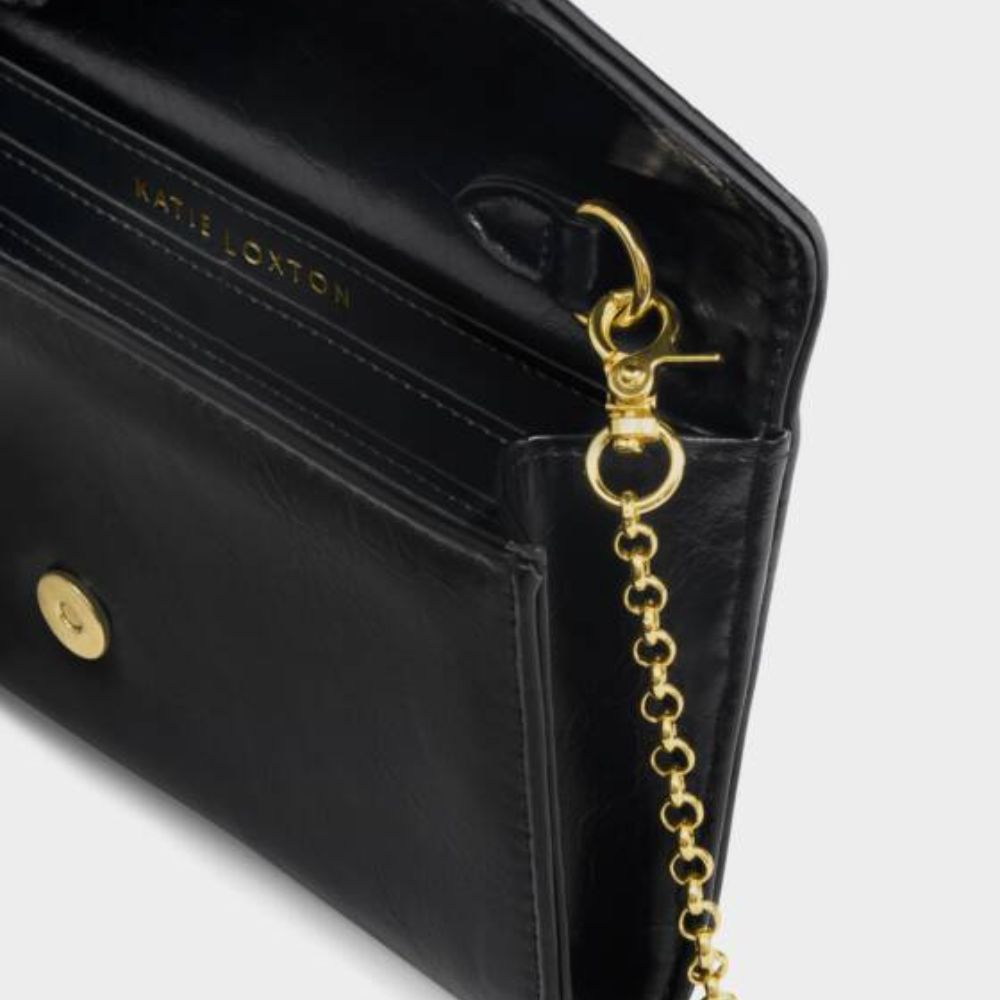 Katie Loxton Black Zea Patent Crackle Crossbody Purse
