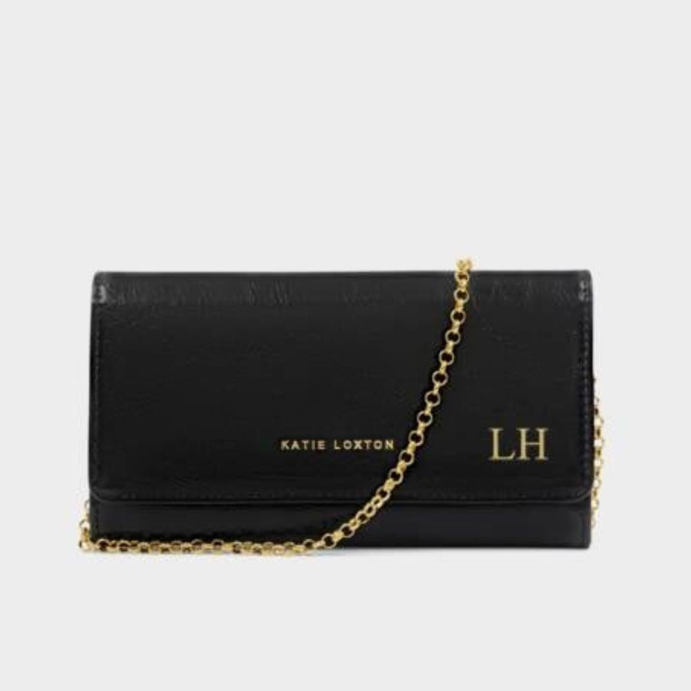 Katie Loxton Black Zea Patent Crackle Crossbody Purse