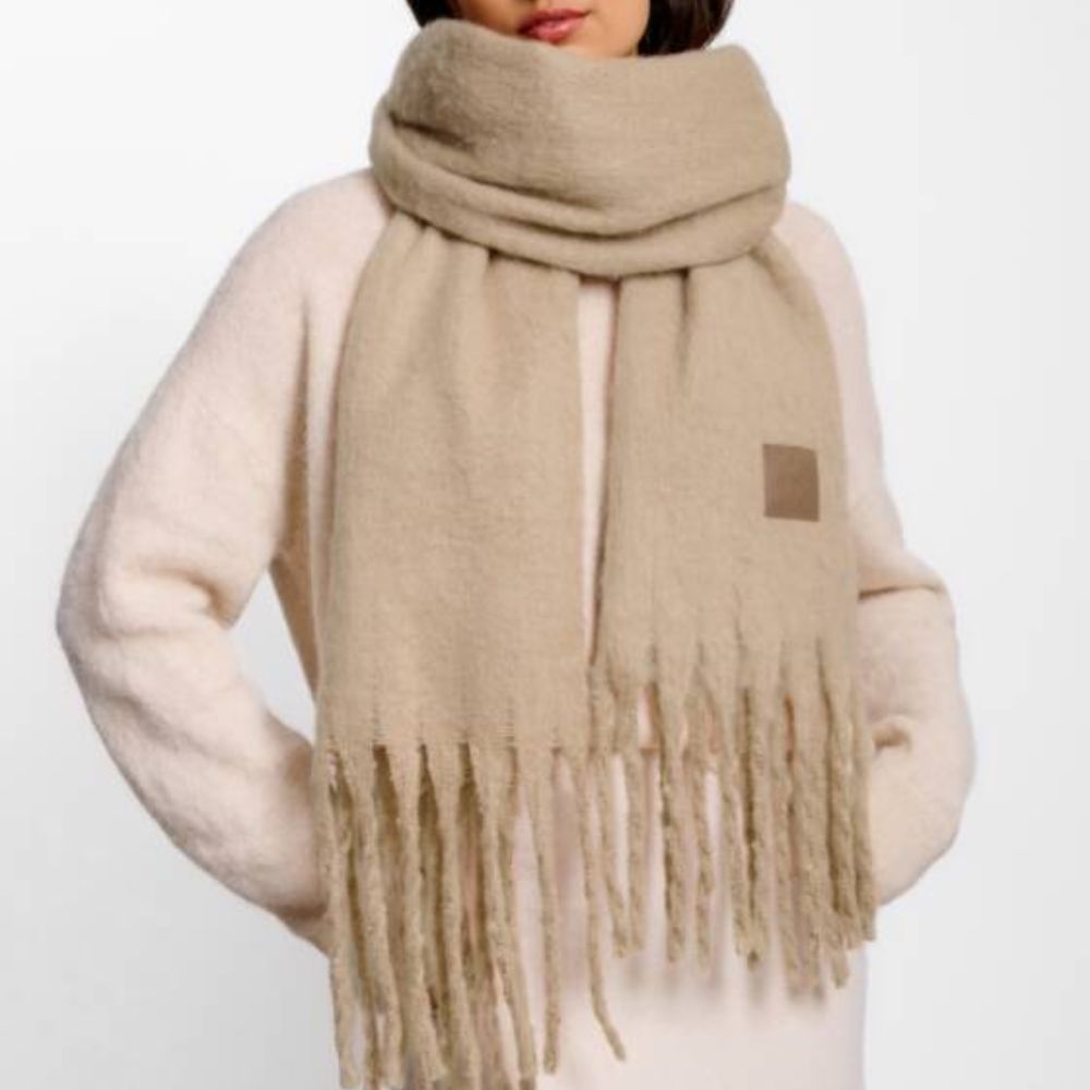 Katie Loxton Blush Taupe Oversized Recycled Tassel Scarf